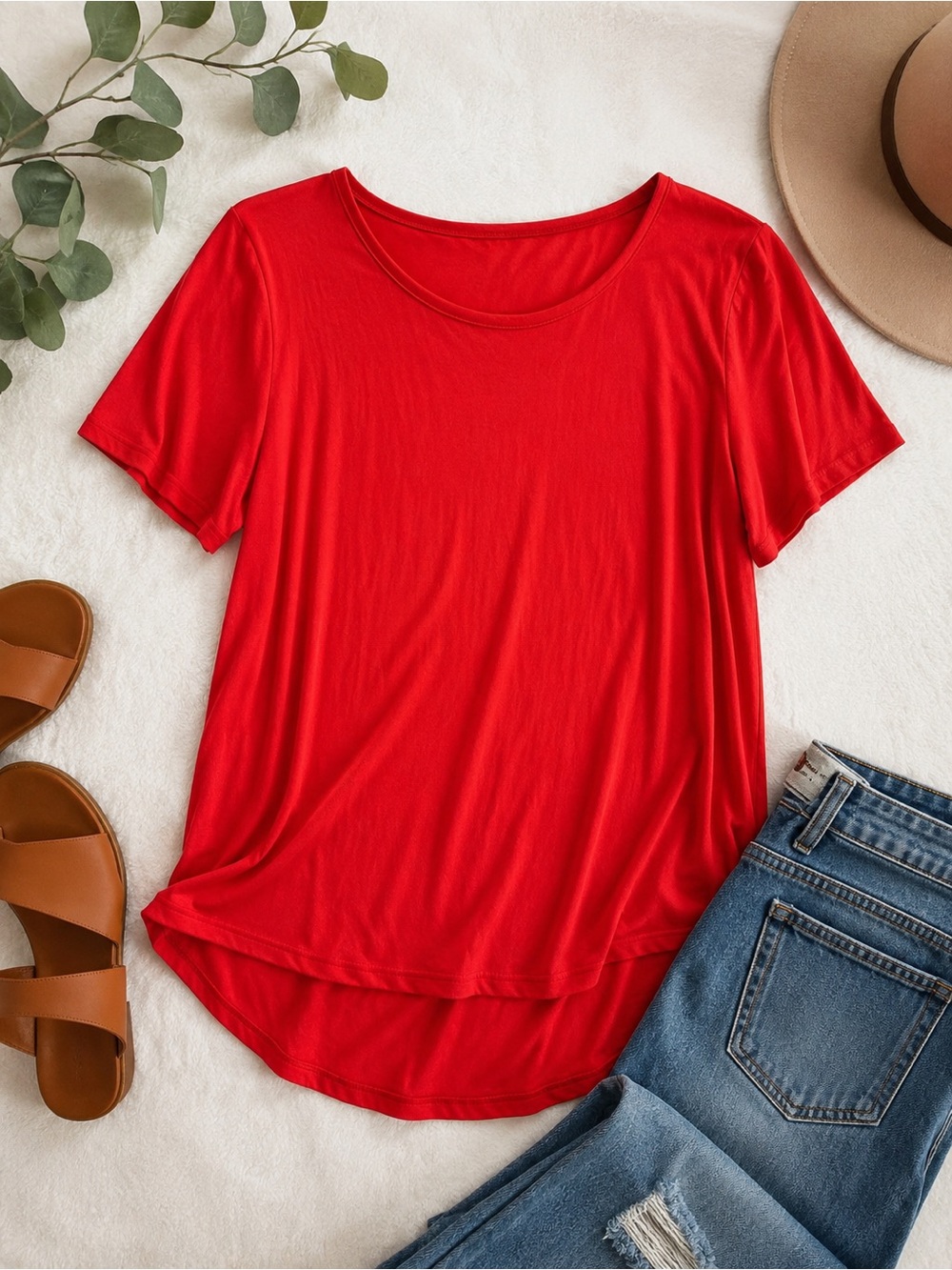 Philosophy Woman Bright Red High-Low Tunic Top Size 1X